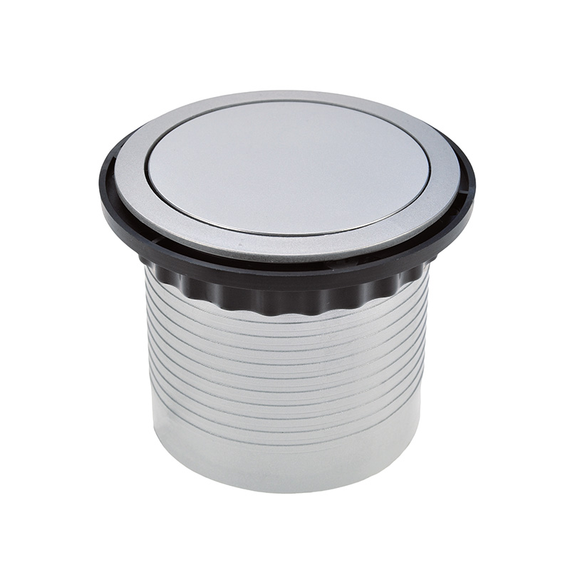 Solight výsuvný blok zásuvek, 3 zásuvky, 2x USB, kruhový tvar nízký, prodlužovací přívod 2m, 3 x 1mm2, stříbrný PP100USB