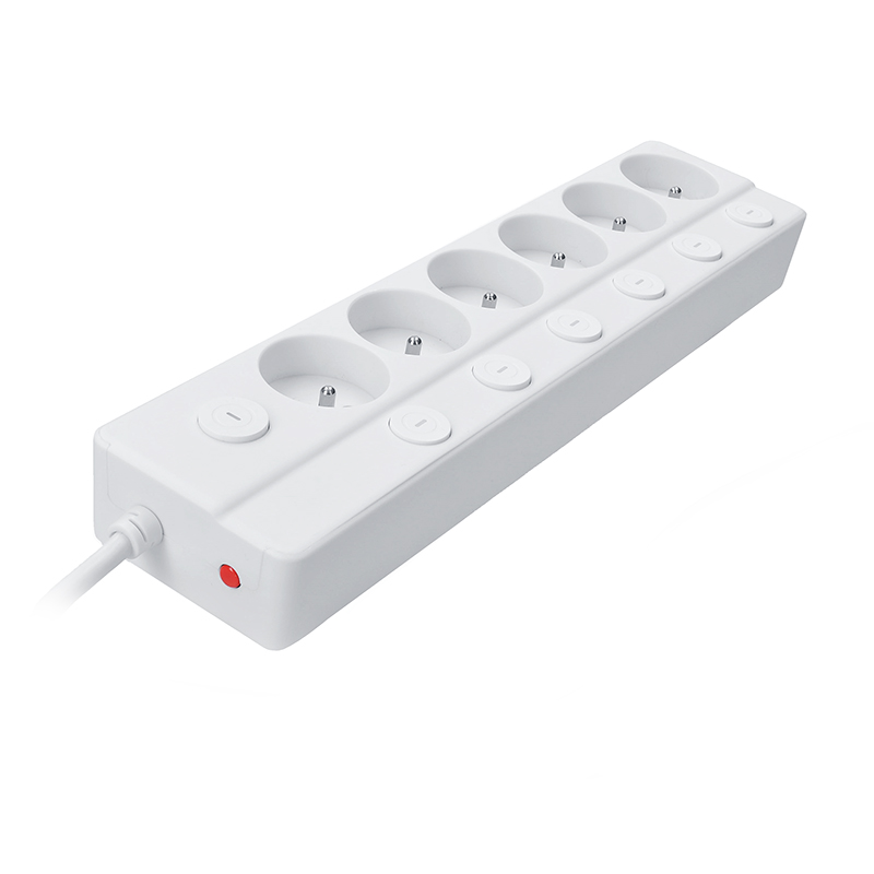Solight prodlužovací přívod 6 zásuvek, 3m, 3 x 1mm2, bílý, 6+1 vypínač PP161
