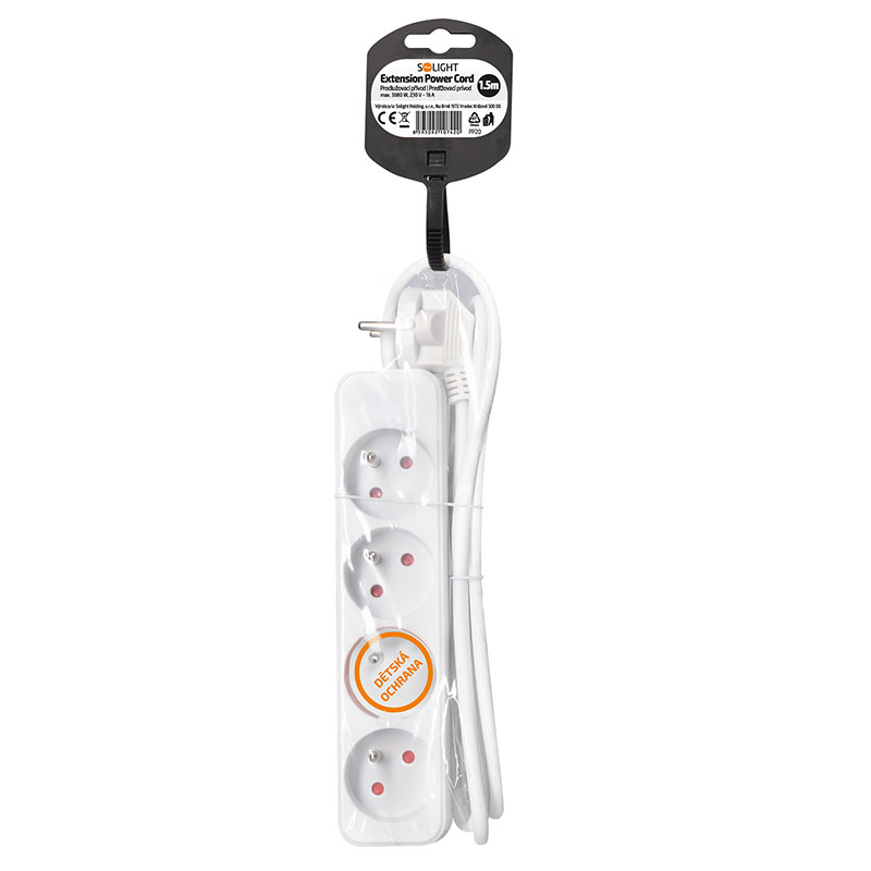 Prodlužovací kabel Solight PP20, 1,5 m