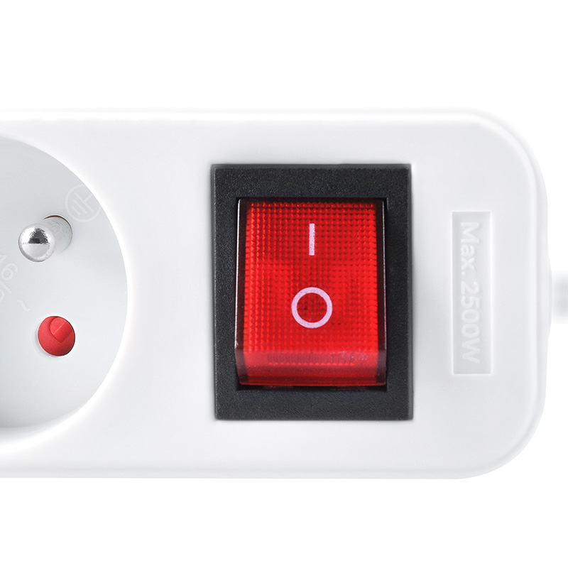 Solight prodlužovací přívod, 4 zásuvky, bílý, vypínač, 2m PP31