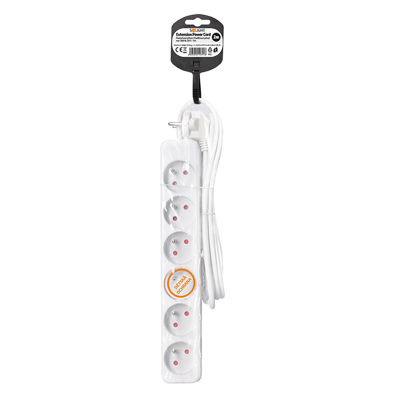 Solight prodlužovací přívod, 6 zásuvek, bílý, 2m PP61
