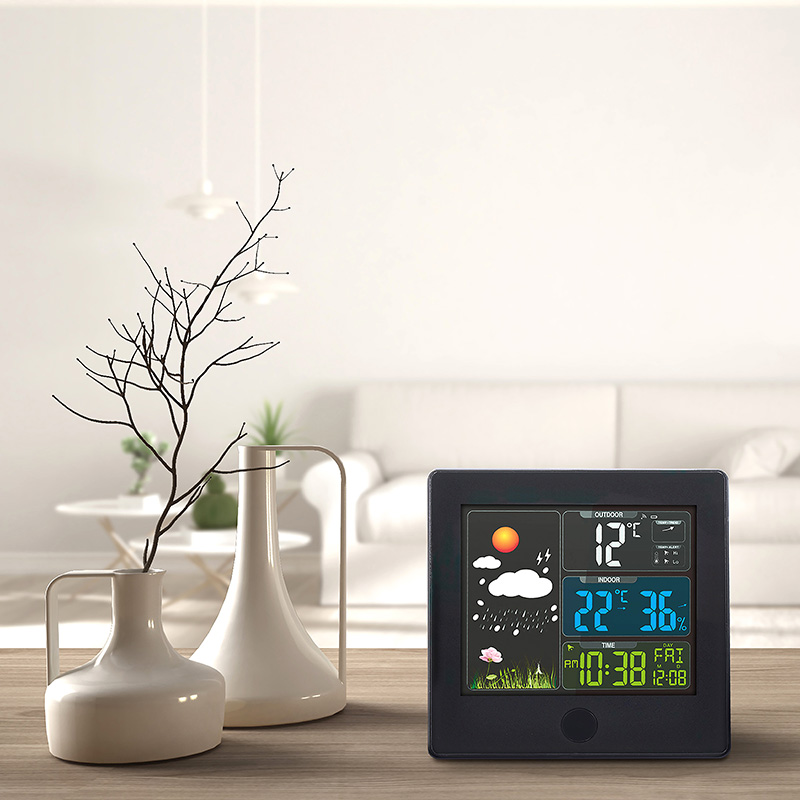 Solight meteostanice, barevný LCD, teplota, vlhkost,RCC, černá TE80
