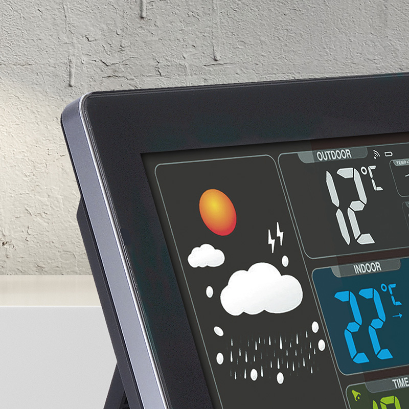 Solight meteostanice, barevný LCD, teplota, vlhkost,RCC, černá TE80
