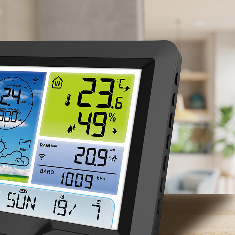 Solight profesionální meteostanice, přehledný a designový displej, tlak, teplota, vlhkost, srážky, hodnoty větru TE90