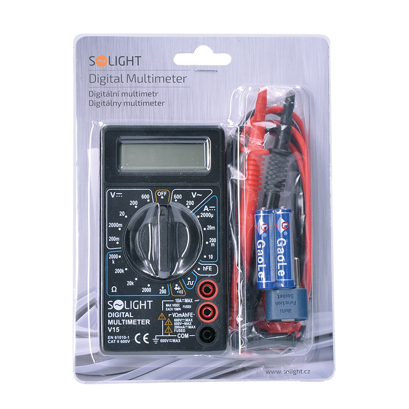 Solight multimetr, max. AC 500V, max. DC 500V / 10A, test diody, bzučák V15