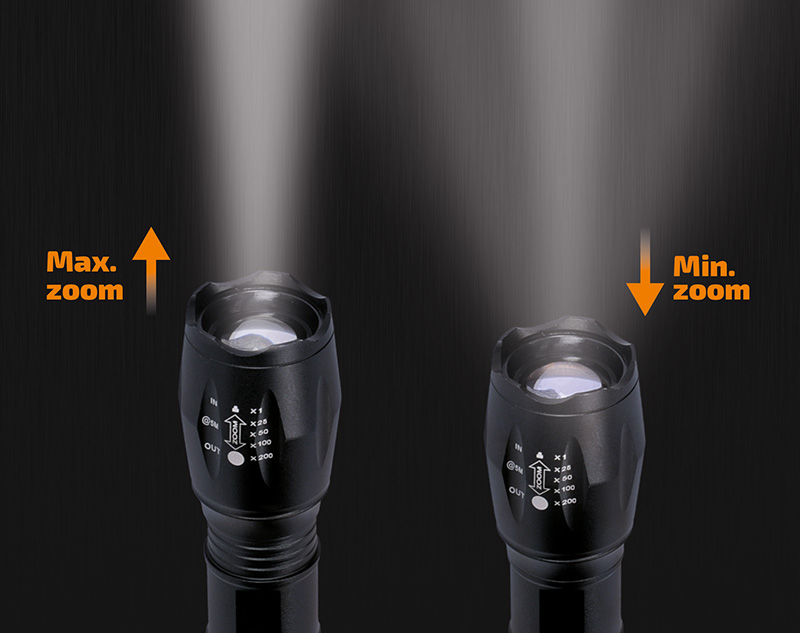 Solight LED nabíjecí svítilna, 300lm, Cree, zoom, power banka, Li-Ion WN26