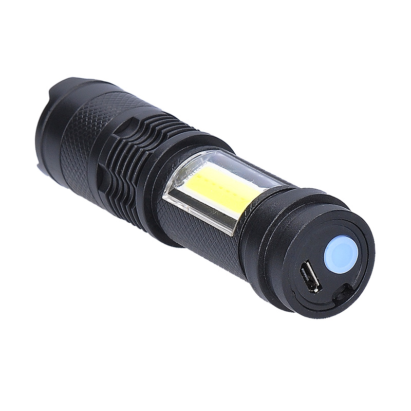 Solight LED nabíjecí kapesní svítilna se zoomem, 100lm + 70lm, Li-Ion, USB, černá WN49