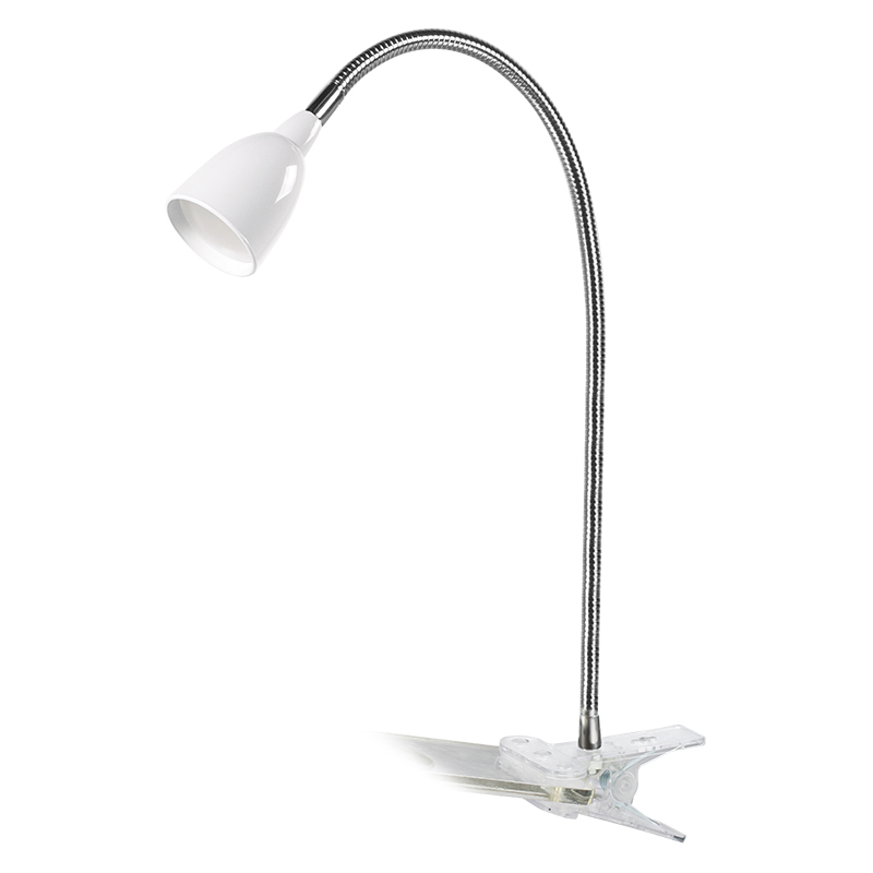 Solight LED stolní lampička, 2.5W, 3000K, clip, bílá barva
