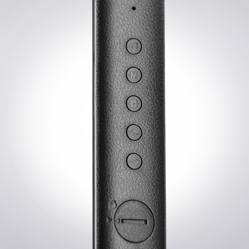 Solight LED stolní lampička s displejem, 9W, volba teploty světla, kůže, černá WO45-B