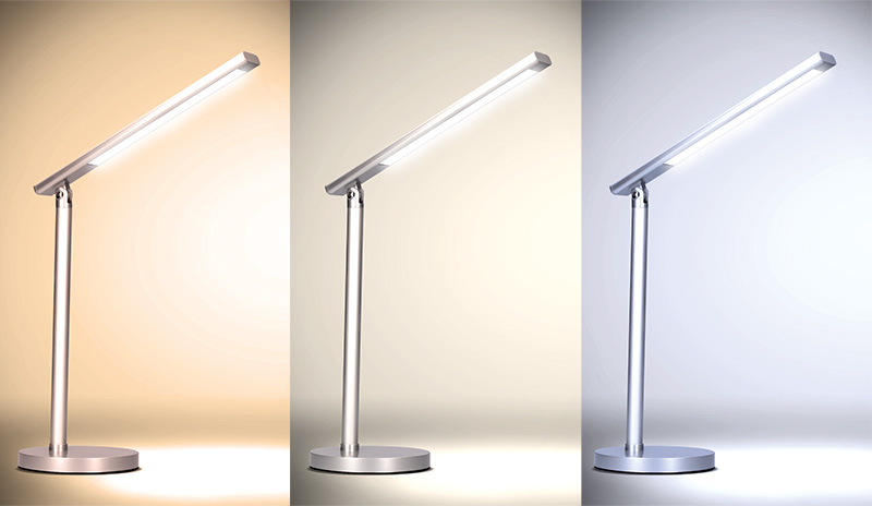 Solight LED stolní lampička, 7W, stmívatelná, změna chromatičnosti, stříbrná barva WO53-S