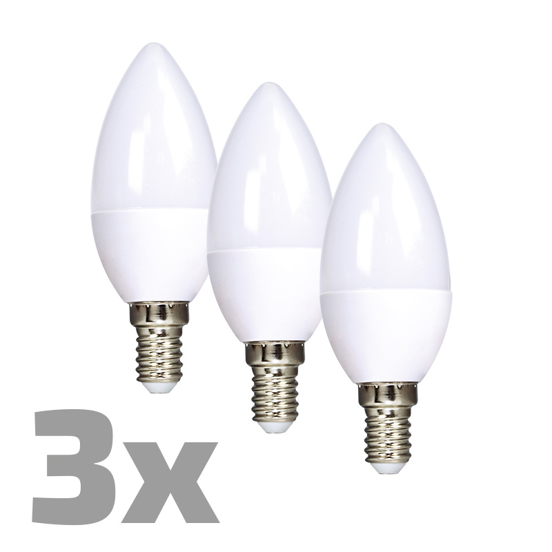 ECOLUX LED žárovka Ecolux 3-pack, svíčka, 6W, E14, 3000K, 450lm, 3ks WZ431-3